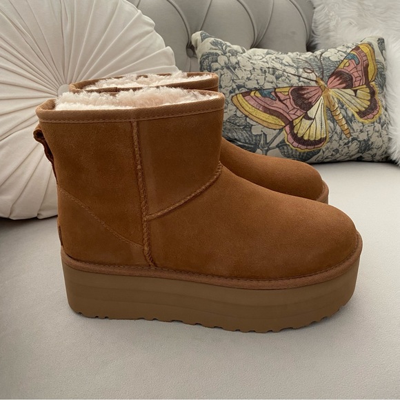 UGG Classic Mini Platform Boots Chestnut 8 - Picture 10 of 10
